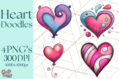 Whimsical Valentine Heart Doodle Clipart Cute PNG, Love Png Product Image 1