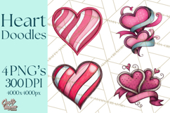 Whimsical Valentine Heart Doodle Clipart Cute PNG, Love Png Product Image 1