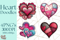 Whimsical Valentine Heart Doodle Clipart Cute PNG, Love Png Product Image 1