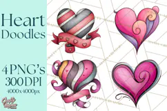 Whimsical Valentine Heart Doodle Clipart Cute PNG, Love Png Product Image 1