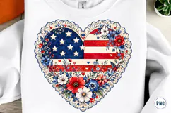Heart Flag USA 4th of July PNG Product Image 1