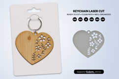 Heart Floral Keychain Lasercut Product Image 2