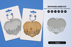 Heart Floral Keychain Lasercut Product Image 1