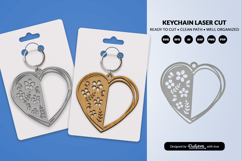 Heart Floral Keychain Lasercut Product Image 2