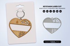 Heart Floral Keychain Lasercut Product Image 1