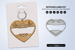 Heart Floral Keychain Lasercut Product Image 1