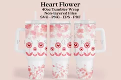 heart flower valentine 40oz quencher tumbler sublimation full wrap high resolution transparant background