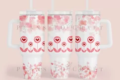 heart flower valentine 40oz quencher tumbler sublimation full wrap high resolution transparant background