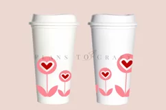 heart flower valentine starbucks 16oz hot cup tumbler wrap svg presized template for tumbler grande suitable for cricut and silhouette