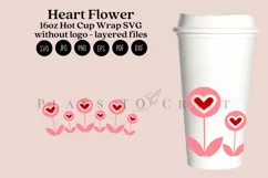 heart flower valentine starbucks 16oz hot cup tumbler wrap svg presized template for tumbler grande suitable for cricut and silhouette