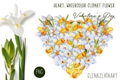 Heart, flower watercolor clipart. Valentines Day Product Image 1