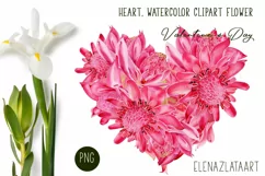 Heart, flower watercolor clipart. Valentines Day Product Image 1