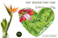 Heart, flower watercolor clipart. Valentines Day Product Image 1