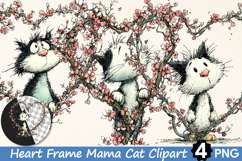 Heart Frame Mama Cat Clipart Product Image 1