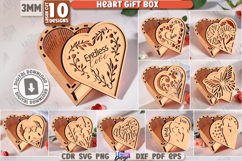 Valentine&#039;s Day Gift Box Laser Cut Bundle|Heart Shape Boxes Product Image 1
