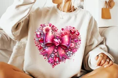 Glitter Heart Coquette Bow PNG, Valentine's Day Coquette Bow Product Image 2