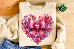 Glitter Heart Coquette Bow PNG, Valentine's Day Coquette Bow Product Image 3