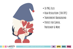 Cute gnome with heart balloon PNG