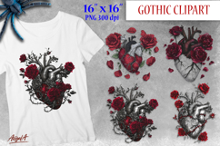 Anatomical heart clipart, gothic floral clipart, red roses Product Image 1