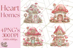 Heart Homes Valentine Clipart PNG, Whimsical Houses Product Image 1
