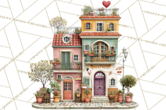 Valentine Heart Homes Clipart, Cozy Cottage Love Clip Art Product Image 5
