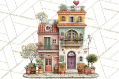 Valentine Heart Homes Clipart, Cozy Cottage Love Clip Art Product Image 5