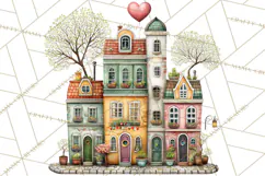 Valentine Heart Homes Clipart, Cozy Cottage Love Clip Art Product Image 4