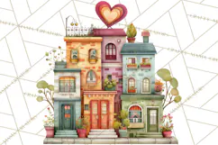 Valentine Heart Homes Clipart, Cozy Cottage Love Clip Art Product Image 2