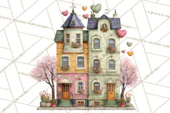Valentine Heart Homes Clipart, Cozy Cottage Love Clip Art Product Image 3