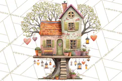 Valentine Heart Homes Clipart, Cozy Cottage Love Clip Art Product Image 2