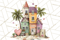Valentine Heart Homes Clipart, Cozy Cottage Love Clip Art Product Image 4