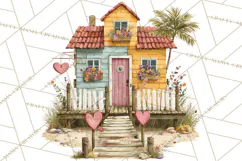 Valentine Heart Homes Clipart, Cozy Cottage Love Clip Art Product Image 5
