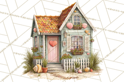 Valentine Heart Homes Clipart, Cozy Cottage Love Clip Art Product Image 2