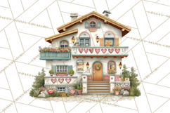 Valentine Heart Homes Clipart, Cozy Cottage Love Clip Art Product Image 3