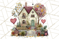 Valentine Heart Homes Clipart, Cozy Cottage Love Clip Art Product Image 4