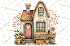 Valentine Heart Homes Clipart, Cozy Cottage Love Clip Art Product Image 5