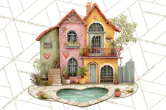 Valentine Heart Homes Clipart, Cozy Cottage Love Clip Art Product Image 3