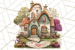 Valentine Heart Homes Clipart, Cozy Cottage Love Clip Art Product Image 4