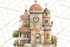 Valentine Heart Homes Clipart, Cozy Cottage Love Clip Art Product Image 3