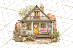 Valentine Heart Homes Clipart, Cozy Cottage Love Clip Art Product Image 2