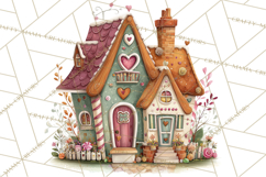 Valentine Heart Homes Clipart, Cozy Cottage Love Clip Art Product Image 5
