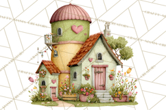 Valentine Heart Homes Clipart, Cozy Cottage Love Clip Art Product Image 4