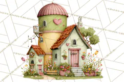 Valentine Heart Homes Clipart, Cozy Cottage Love Clip Art Product Image 4