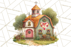 Valentine Heart Homes Clipart, Cozy Cottage Love Clip Art Product Image 2