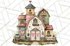 Valentine Heart Homes Clipart, Cozy Cottage Love Clip Art Product Image 3