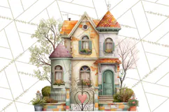 Valentine Heart Homes Clipart, Cozy Cottage Love Clip Art Product Image 4