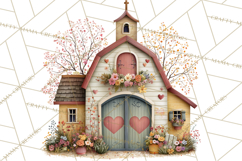 Valentine Heart Homes Clipart, Cozy Cottage Love Clip Art Product Image 4