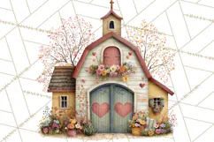 Valentine Heart Homes Clipart, Cozy Cottage Love Clip Art Product Image 4