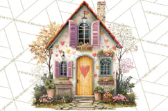 Valentine Heart Homes Clipart, Cozy Cottage Love Clip Art Product Image 5