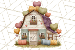 Valentine Heart Homes Clipart, Cozy Cottage Love Clip Art Product Image 4